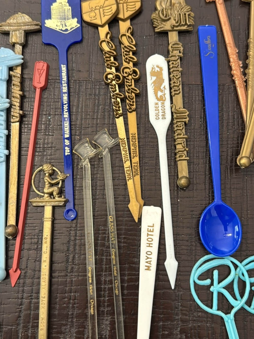 Vintage Mid-Century Cocktail Swizzle Sticks & Barware Lot (30+ pieces)
